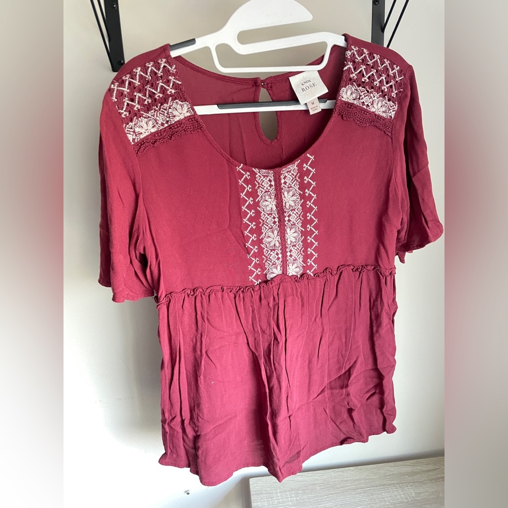 maroon babydoll top